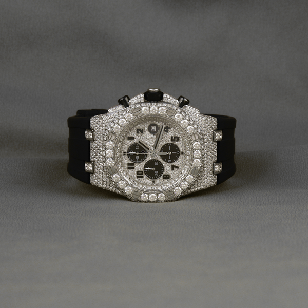 Luxury Mens Mechanical Watch VVS Moissanite Diamond Rubber Band Water Resistant Crystal Pointer Wrist Watch for Men