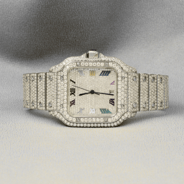 Custom Square fully Iced Out VVS1 Moissanite diamond Watch for Men Stainless Steel Case Luxury Roman Dial Diamond watch for Men