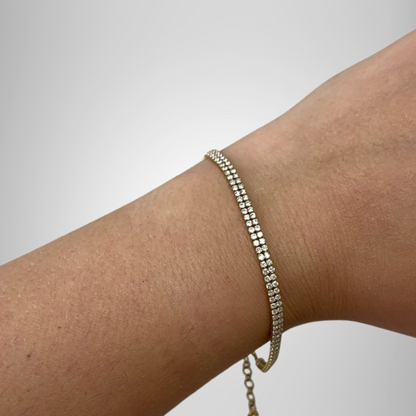 Dainty Moissanite Double Row Tennis Bracelet Handcrafted Everyday Wear Bracelet