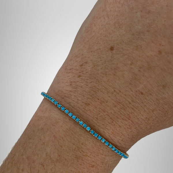 Mini Turquoise Tennis Bracelet Gemstone Unique Bracelet For Birthday Gift Her