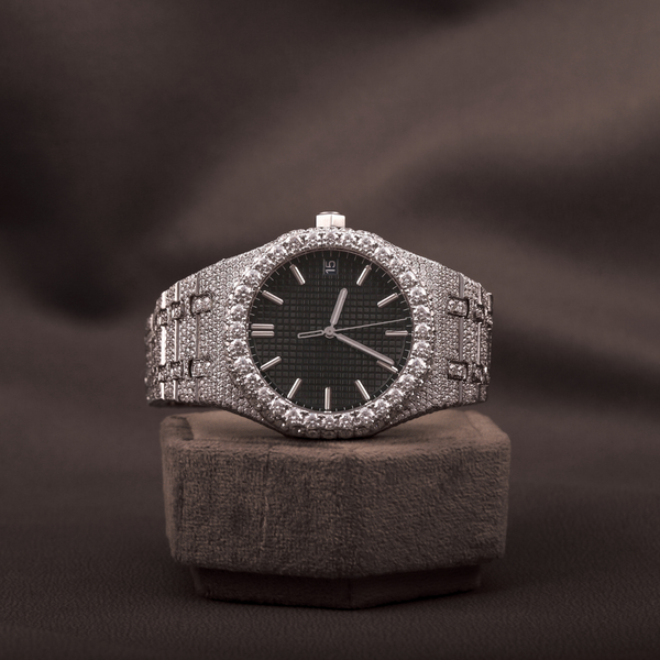Fully Iced out Luxury VVS moissanite Diamond Watch Black Dial with Studs Automatic Movement Classic numeral watch for Men
