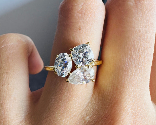 Trilogy Engagement Ring Three Stone Moissanite Ring Anniversary Gift Her
