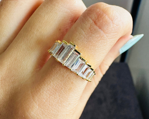 Step Cut Baguette Cut Moissanite Engagement Ring Unique Promise Ring Her