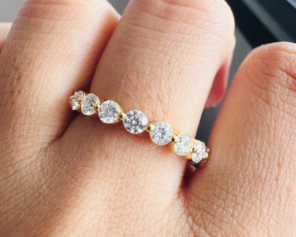 3mm Round Thin Moissanite Bubble Wedding Band Stacking Eternity Ring