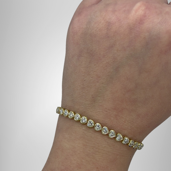Heart Cut Moissanite Bracelet Bezel Set Tennis Bracelet For Romentice Valentine Gifts