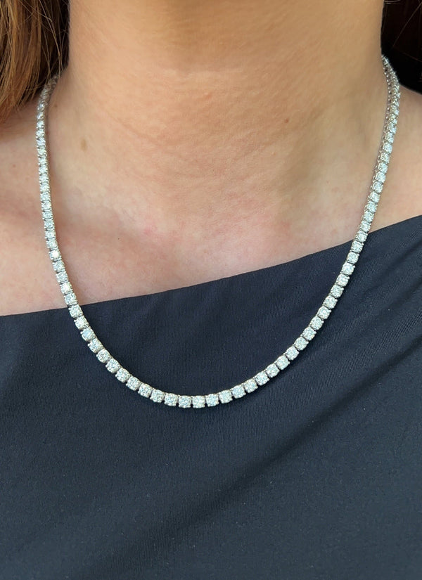 Round Brilliant Cut Moissanite Necklace Bold Babe Diamond Tennis Necklace Her