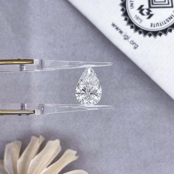 IGI Certified VVS Clarity Pear Cut Lab Grown Diamond High Quality Eco Friendly Diamonds