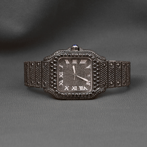 Black Moissanite Diamond Watch Iced Out Bust Down Hip Hop Machine Watch for Men