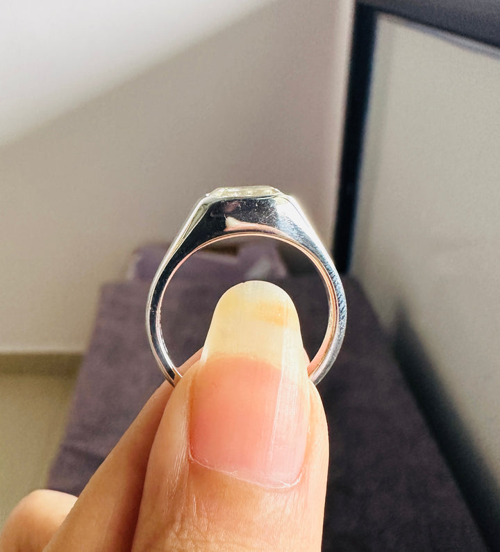 East West Emerald Cut Moissanite Men's Ring 18K Gold Solitaire Wedding Ring For Him