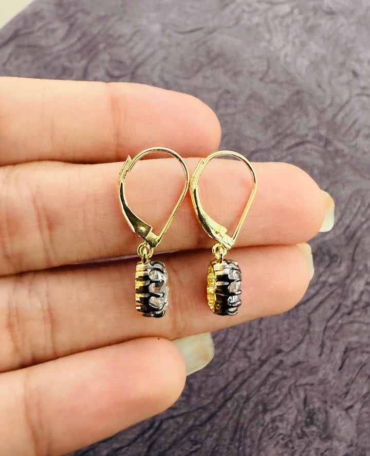 Solitaire Old Mine Cushion Moissanite Earrings Dangle Drop Leverback Earrings