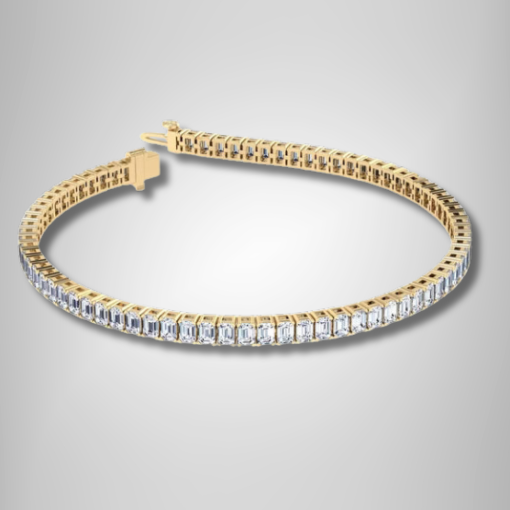 12.0 CTW White Emerald Cut Moissanite Sterling Silver Tennis Bracelet For Women's