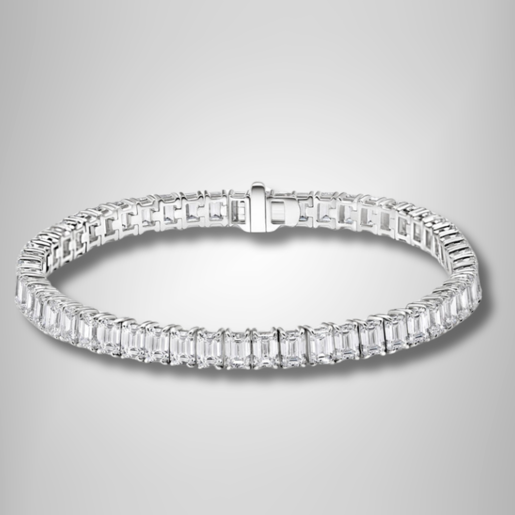 12.0 CTW White Emerald Cut Moissanite Sterling Silver Tennis Bracelet For Women's