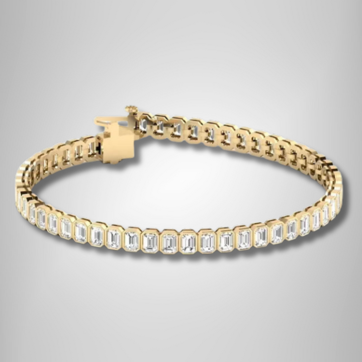 12.0 CTW White Emerald Cut Moissanite Sterling Silver Tennis Bracelet For Women's