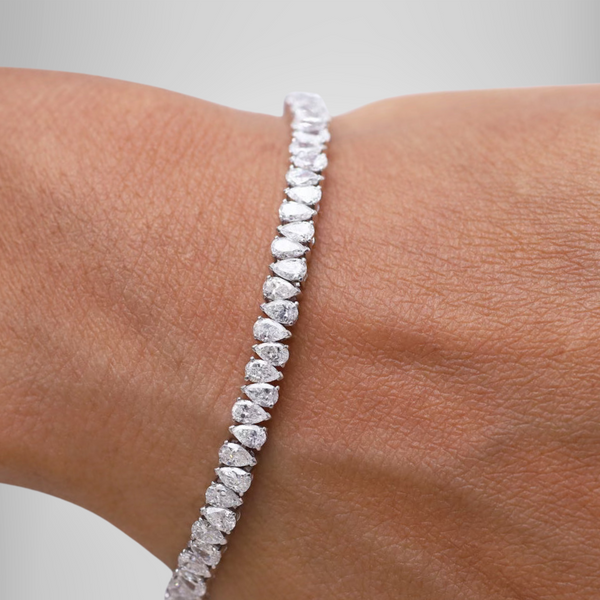 Pear Cut Moissanite Modern Style Bracelet Teardrop Sterling Silver Tennis Bracelet