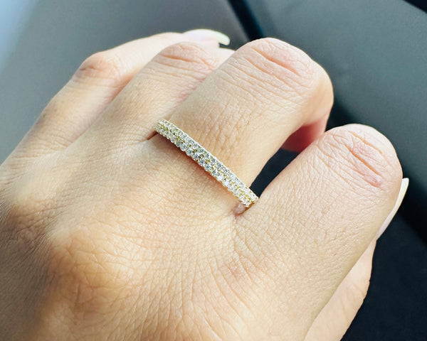 Lab Grown Diamond Wedding Band Dainty Double Eternity Band Anniversary Gift