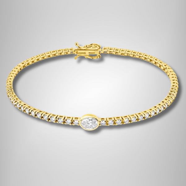 Center Oval Bezel Tennis Bracelet 1.50 Carat Moissanite Stunning Bracelet Her
