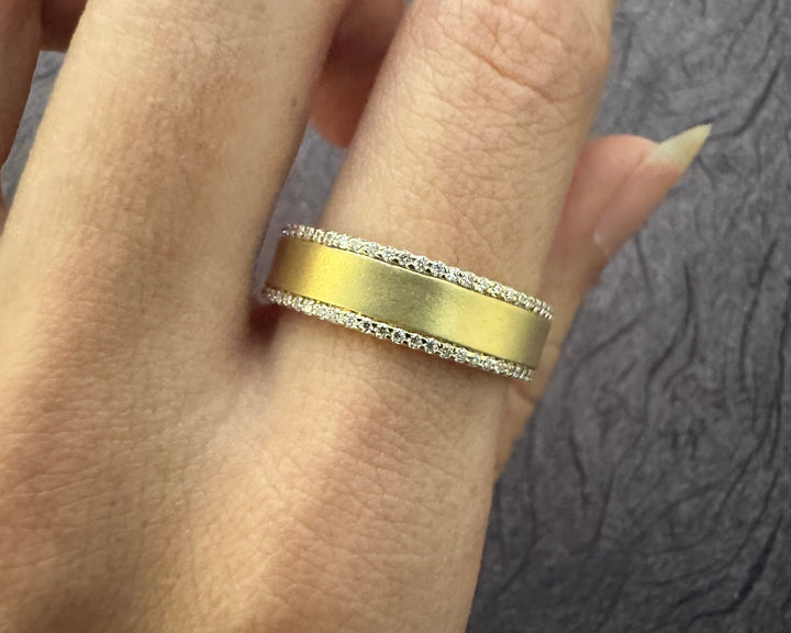 5mm Eternity Men's Wedding Band Round Two Row Pave Moissanite Band Gift Him