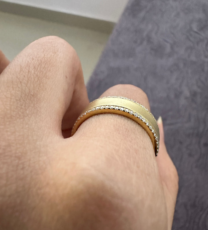 5mm Eternity Men's Wedding Band Round Two Row Pave Moissanite Band Gift Him