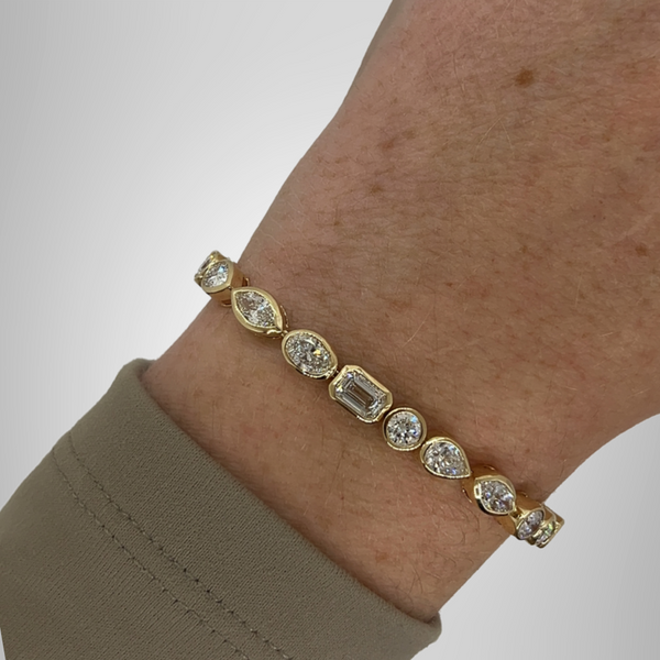 Multi Cut Moissanite Tennis Bracelet Sterling Silver Delicate Bracelet For Girlfriend