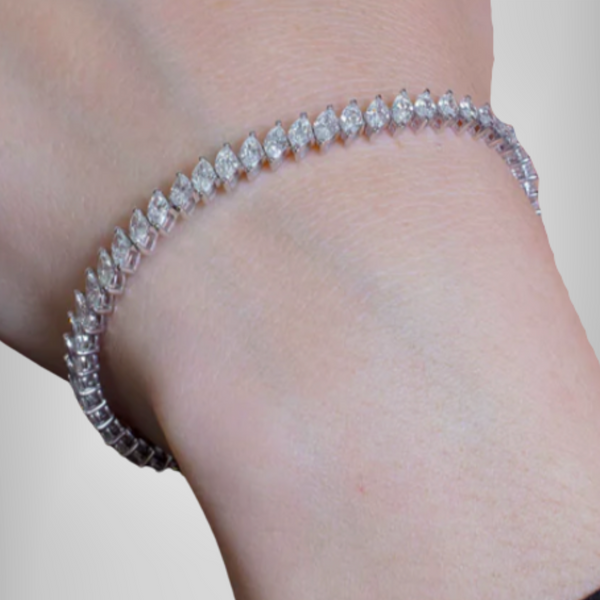 Marquise Cut Moissanite Stackable Tennis Bracelet stylish Anniversary Gift Her