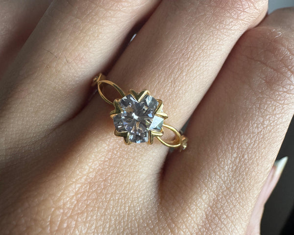 Round Cut Moissanite Twisted Shank Engagement Ring Handmade Wedding Jewelry