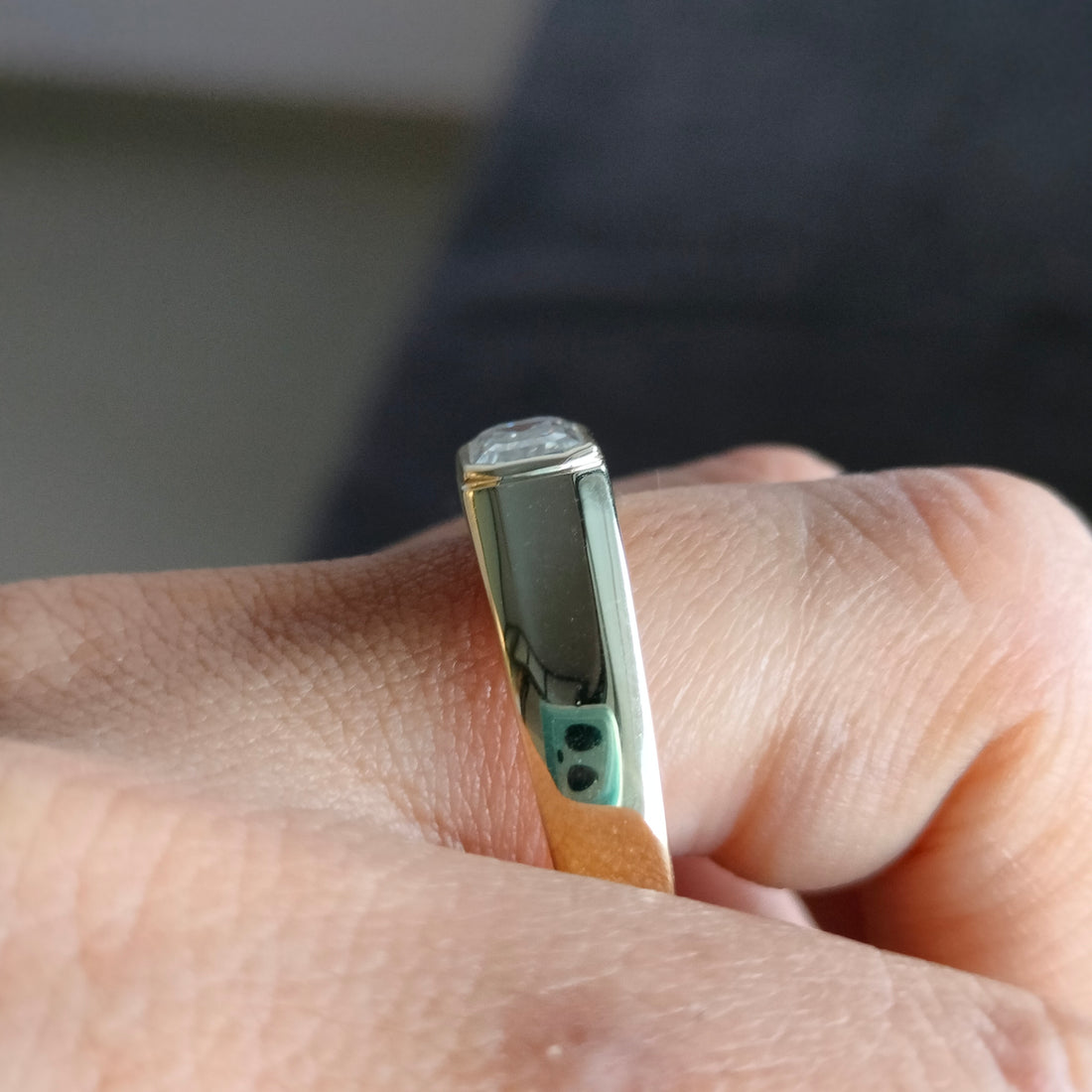 1 Carat East West Emerald Cut Moissanite Ring Classic Solitaire Engagement Ring