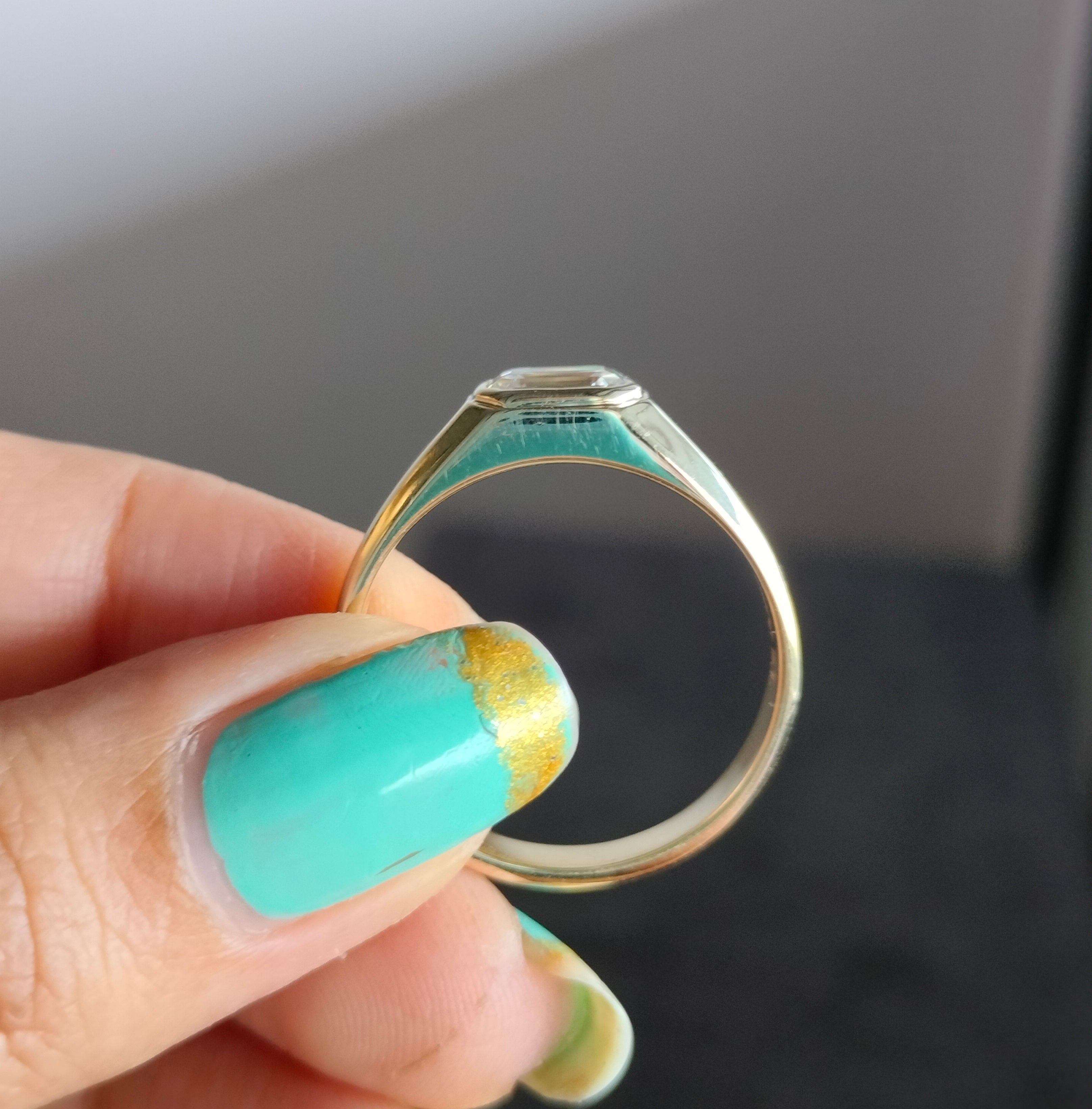 1 Carat East West Emerald Cut Moissanite Ring Classic Solitaire Engagement Ring