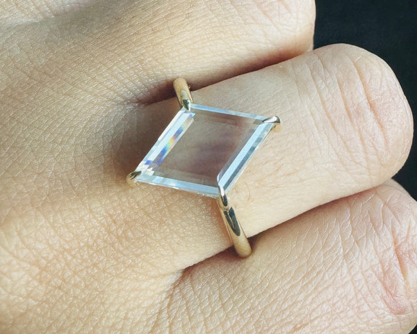 Kite Cut Moissanite Engagement Ring Portrait Cut Moissanite lozenge Shape Ring