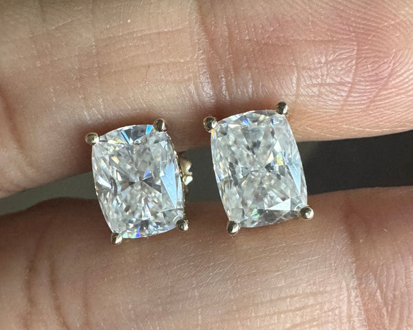 8 mm Solitaire Elongated Cushion Cut Moissanite Earrings For Her Birthday Gifts