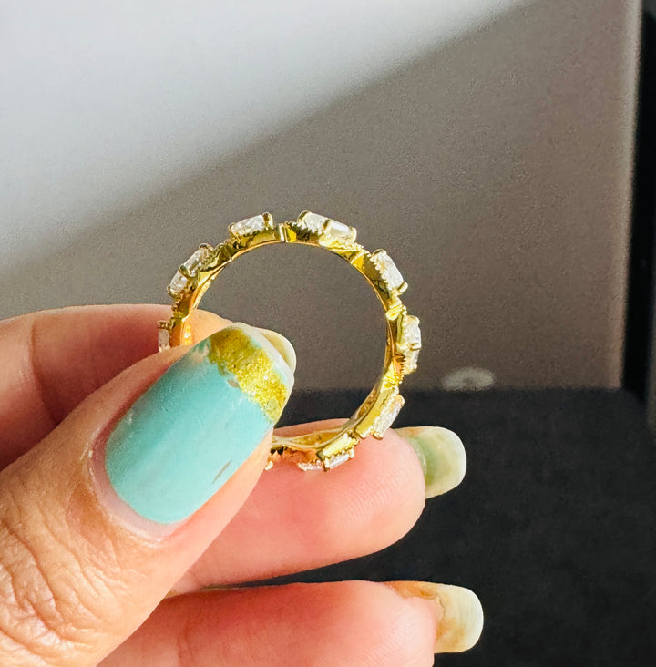 3 CTW Full Eternity Multi Stone Moissanite Band Halo Wedding Band For Her