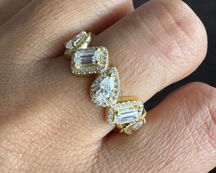 3 CTW Full Eternity Multi Stone Moissanite Band Halo Wedding Band For Her