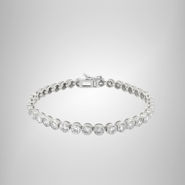 Classic Design Bezel Set Round Cut Moissanite Tennis Bracelet Gift For Mother's Day