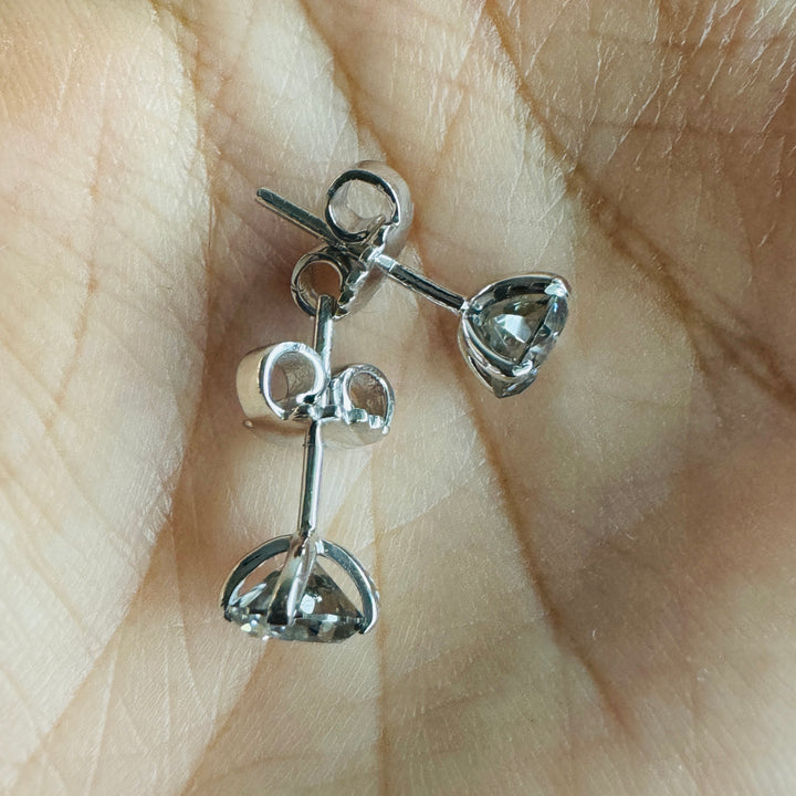 Dainty Moissanite Stud Green Diamond Earrings Solitaire Minimal Studs In Gold