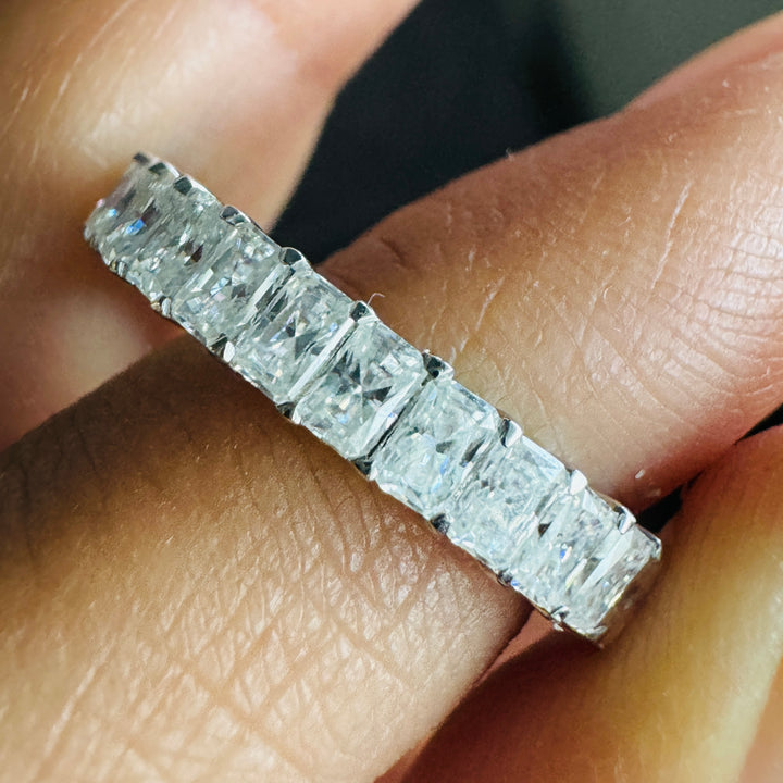 Radiant Cut Moissanite Wedding Band Stackable Full Eternity Anniversary Gifts