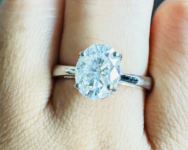 Colorless 2 CTW Oval Cut Moissanite Engagement Ring Solitaire Promise Ring