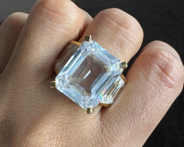 Channel Set Emerald Diamond Ring 7 CTW Emerald Cut Moissanite Engagement Ring