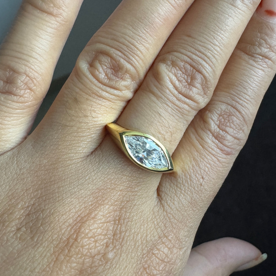 1.50 Carat Marquise Cut Moissanite Solitaire Ring East West Engagement Ring