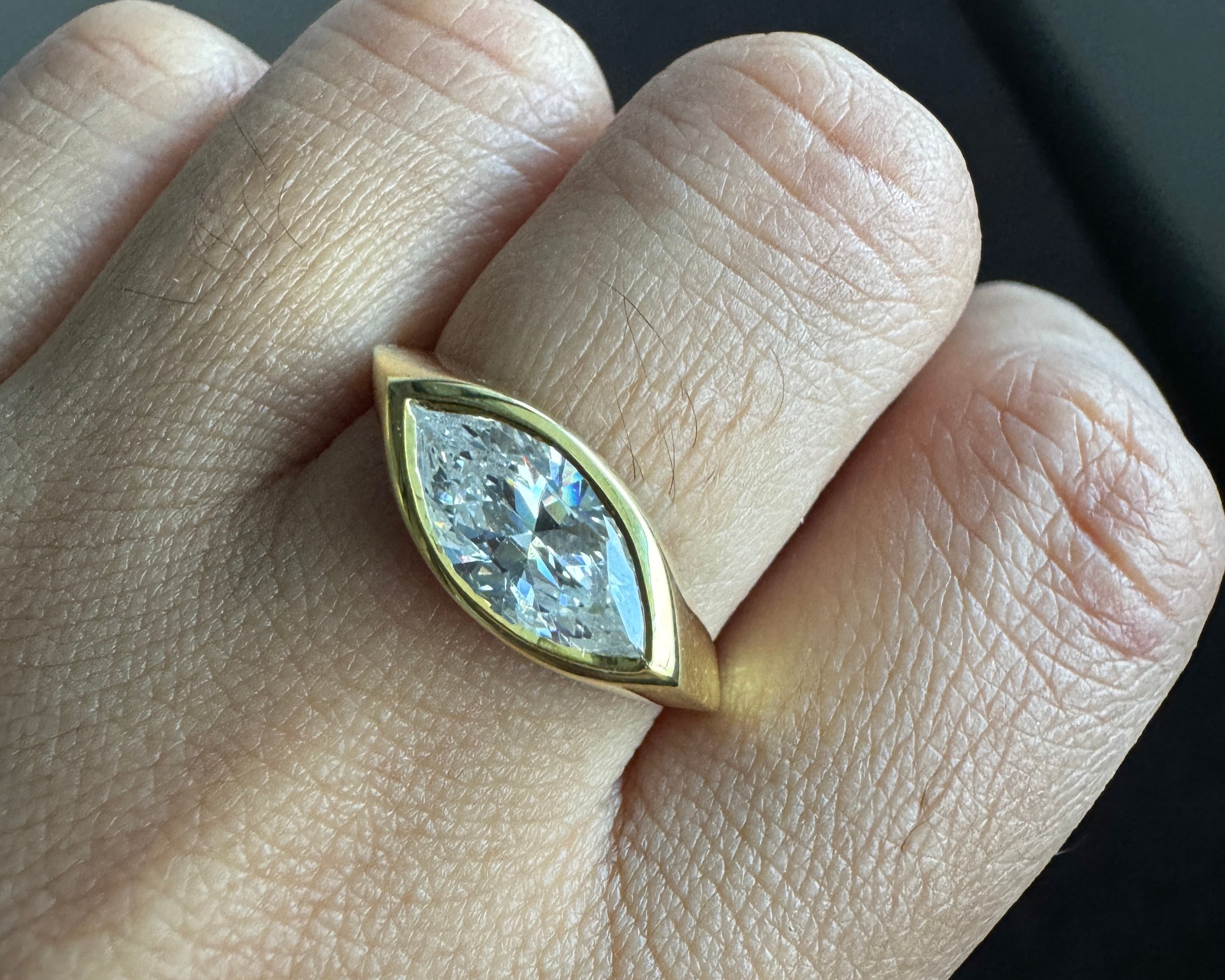 1.50 Carat Marquise Cut Moissanite Solitaire Ring East West Engagement Ring