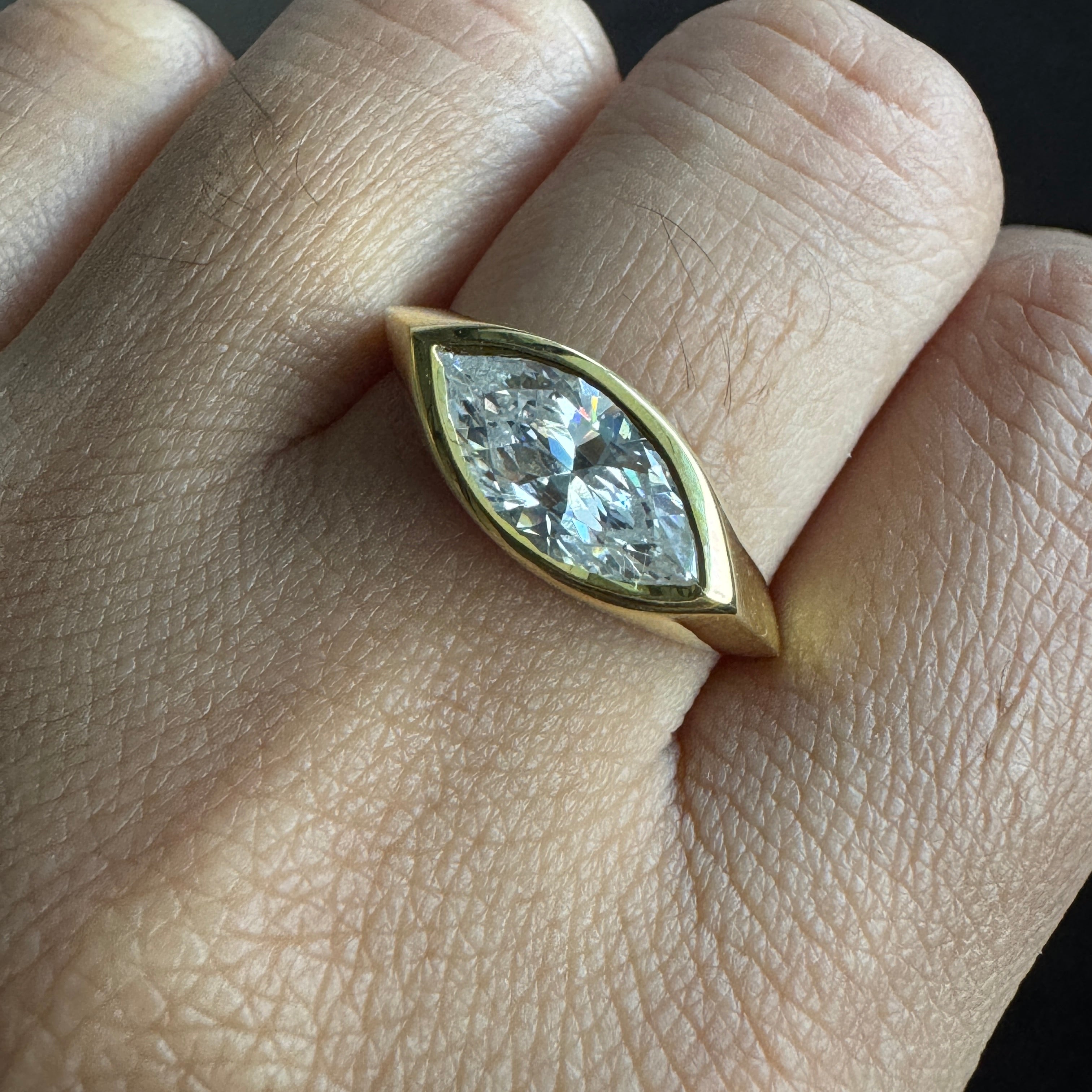 1.50 Carat Marquise Cut Moissanite Solitaire Ring East West Engagement Ring