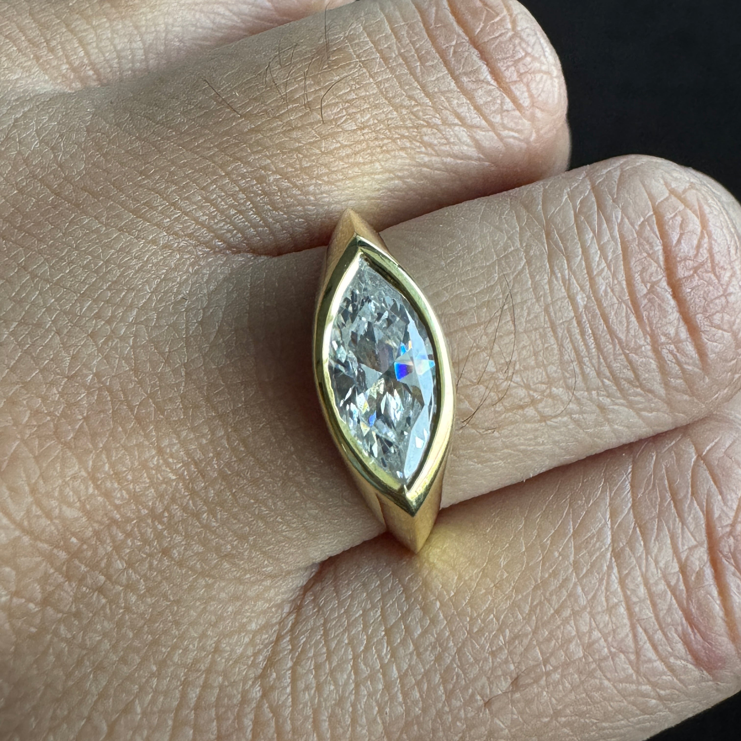 1.50 Carat Marquise Cut Moissanite Solitaire Ring East West Engagement Ring