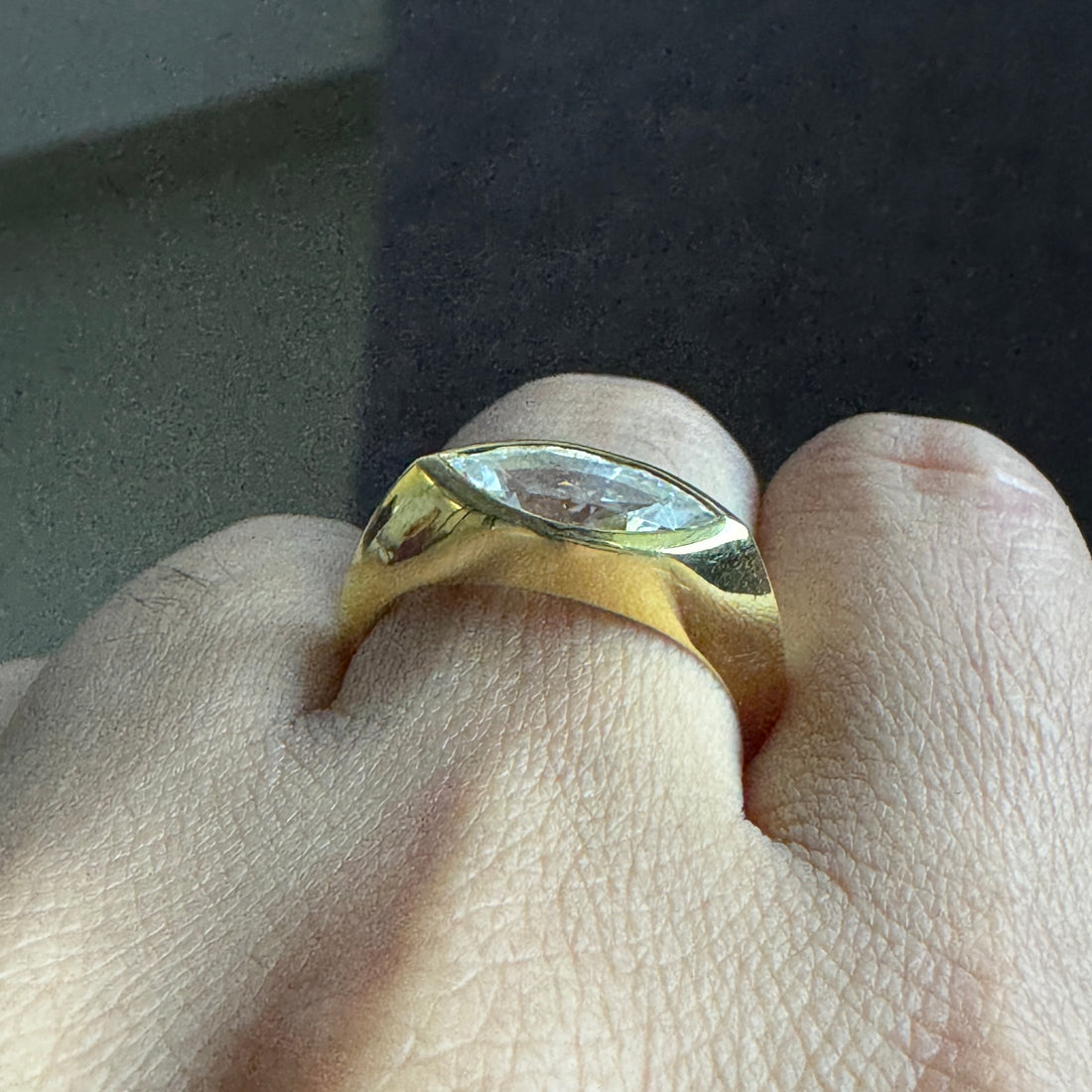 1.50 Carat Marquise Cut Moissanite Solitaire Ring East West Engagement Ring