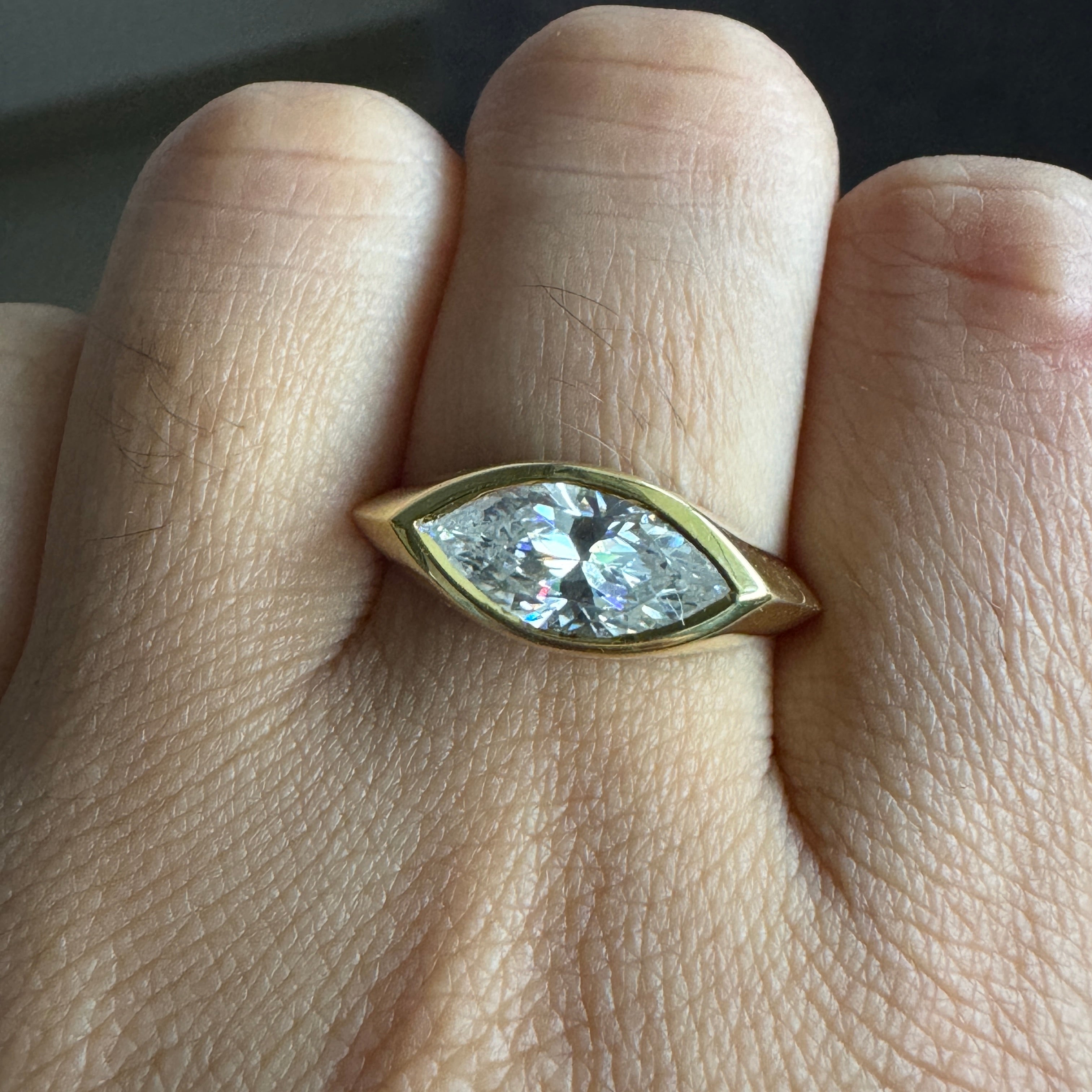 1.50 Carat Marquise Cut Moissanite Solitaire Ring East West Engagement Ring