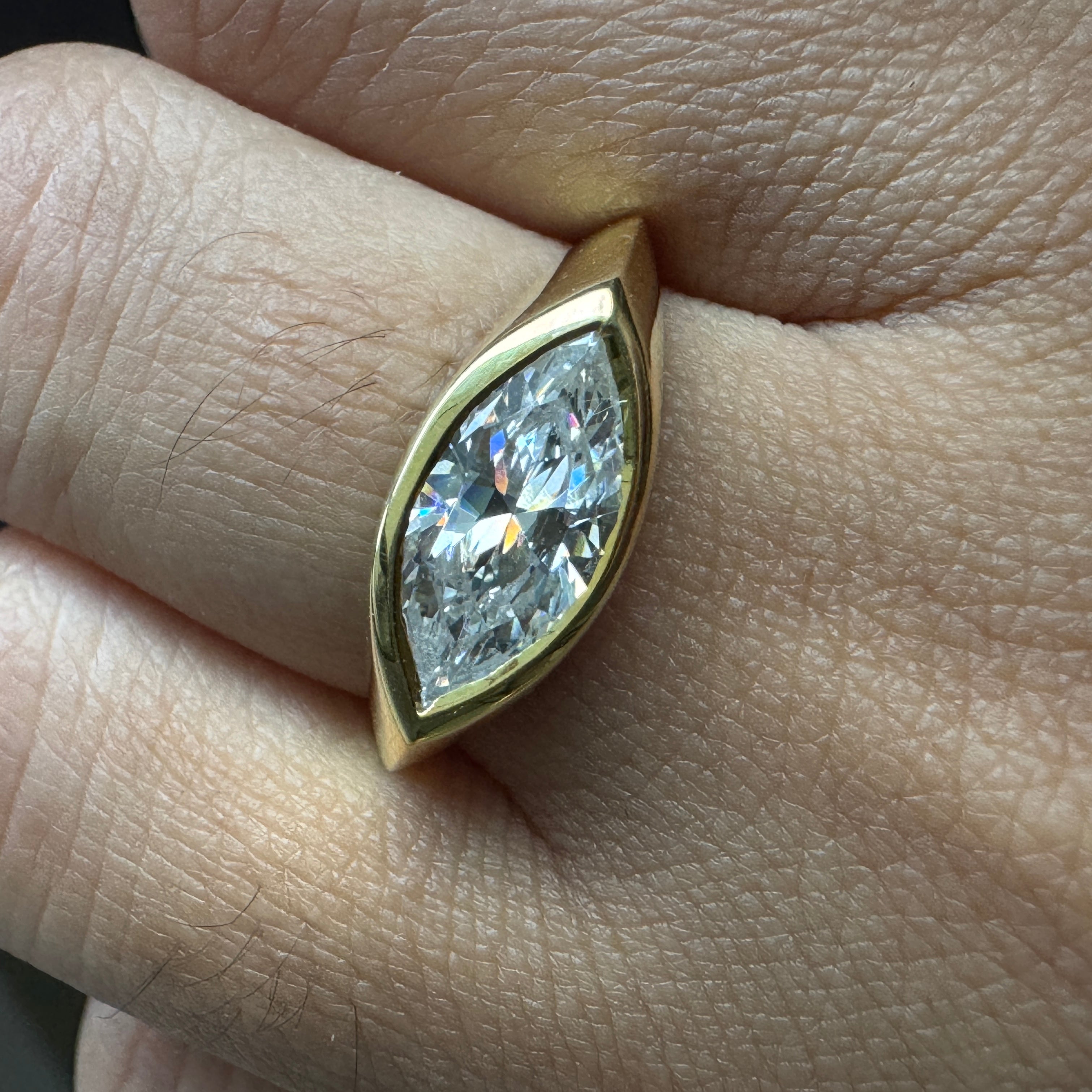 1.50 Carat Marquise Cut Moissanite Solitaire Ring East West Engagement Ring