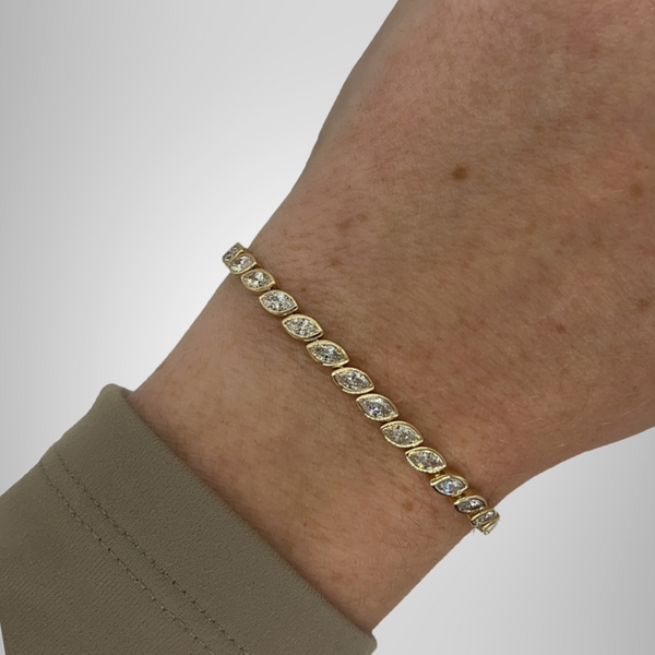 Bezel Set Marquise Tennis Bracelet Sterling Silver Real Moissanite Bracelet Her