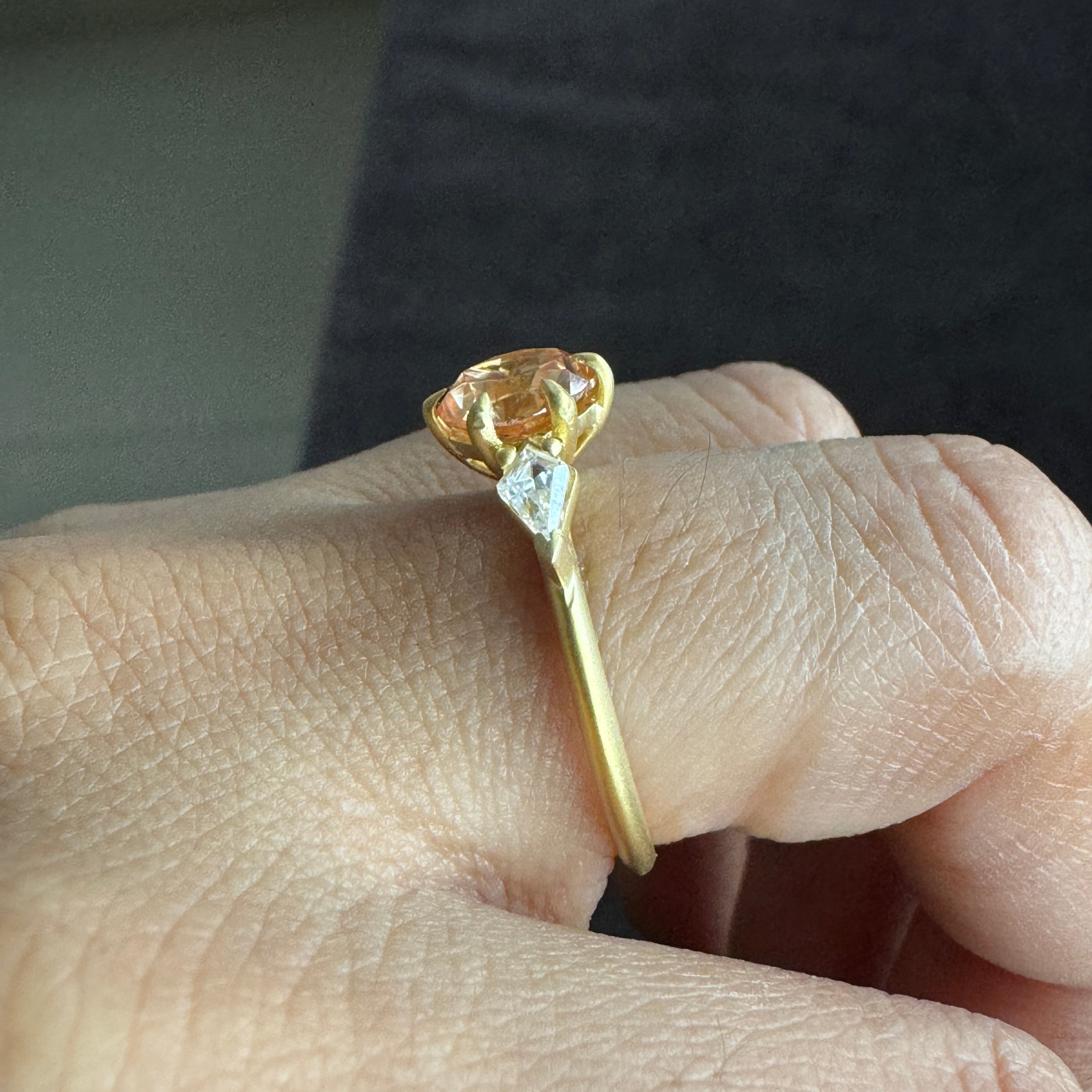 1.60 CTW Round Cut Three Stone Ring Brown Moissanite Engagement Ring