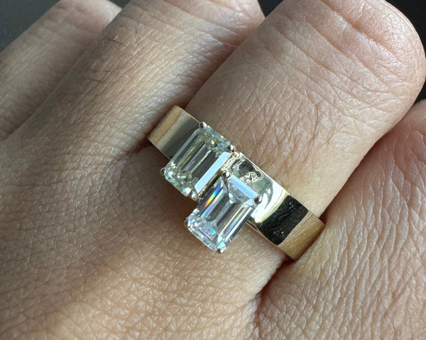 Up and Down Toi Et Moi Moissanite Engagement Ring 2 CTW Diamond Ring
