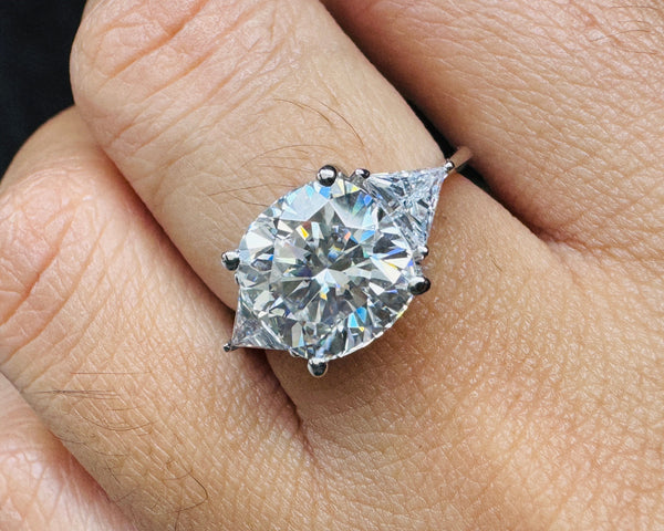 Cushion Cut Moissanite Engagement Ring Classic Three Stone Wedding Ring