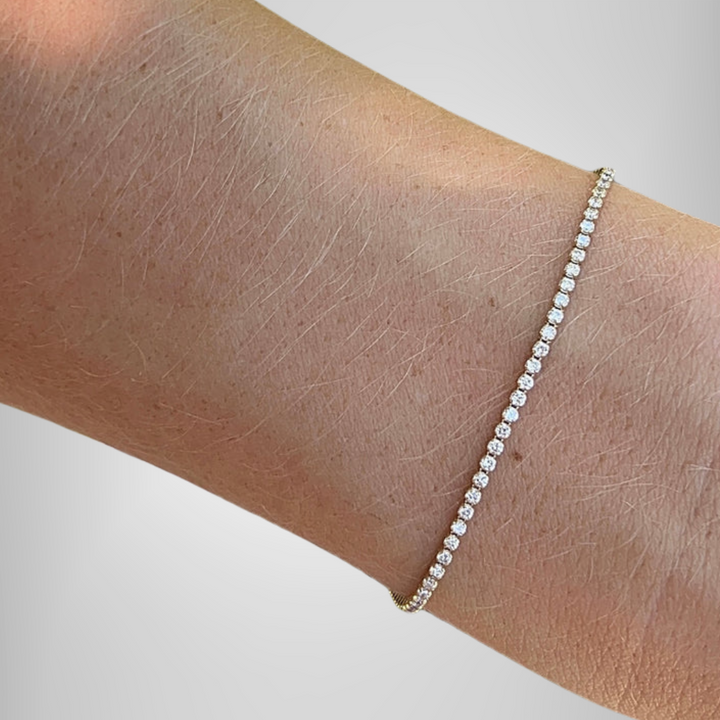 Real Moissanite Tennis Bracelet Mini Round Cut Diamonds Handcrafted Bracelet Her