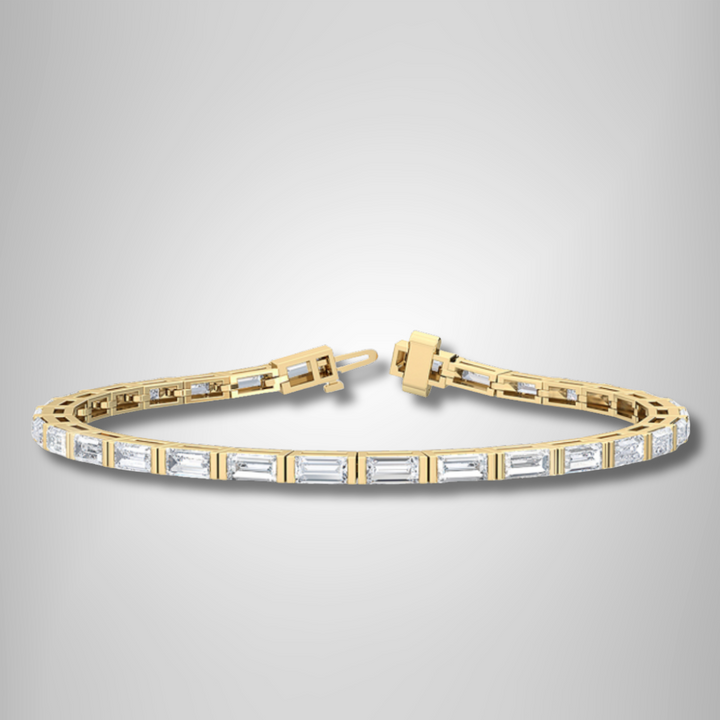 Stunning Moissanite East West Baguette Tennis Bracelet in 925 Sterling Silver