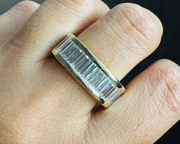 7 mm Thick Wedding Band Channel Set Baguette Band Eternity Moissanite Band